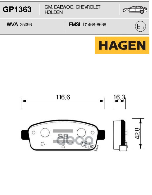 Колодки SANGSIN BRAKE GP1363 &mdash; Chevrolet Cruze и Opel Astra J